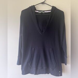 Womens Black Lauren Active Ralph Lauren 3/4 sleeve v neck hooded thermal size L